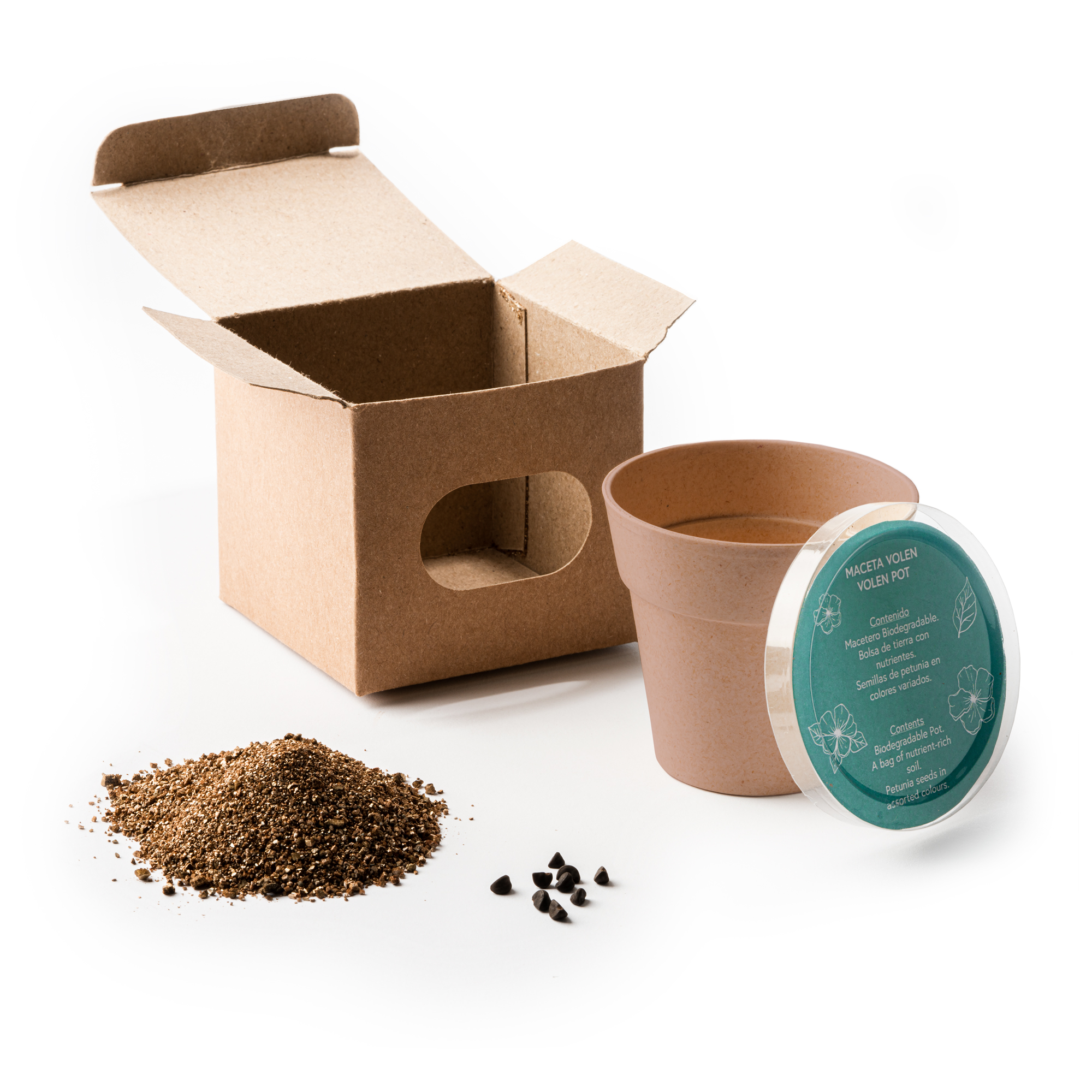 Maceta biodegradable con petunias Volen - Imagen 3